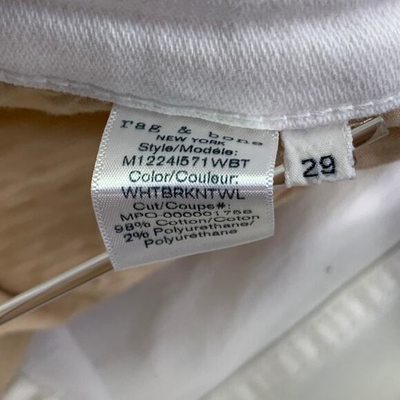 RAG & BONE Size 29 White Cotton Blend Skinny Five Pockets Button Fly Jeans - Picture 10 of 10